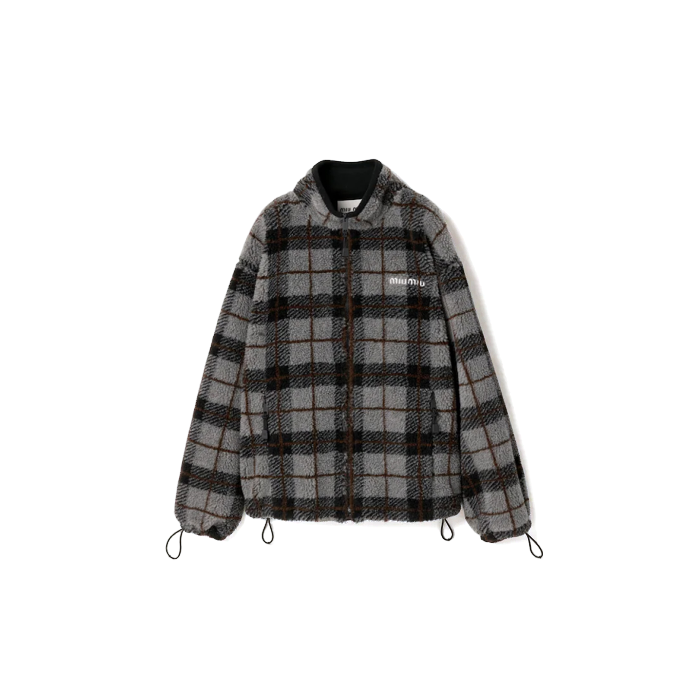 MIU MIU CHECKED TEDDY ZIPPER JACKET MJL042